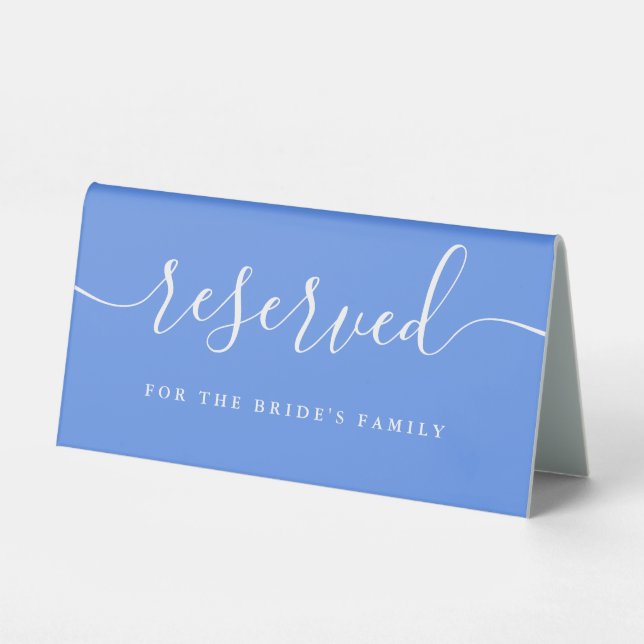 Cornflower Blue Modern Script Wedding Reserved (Front)