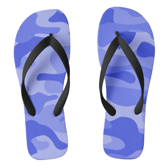 Cornflower Blue Monocolor Camo Flip Flops (Footbed)