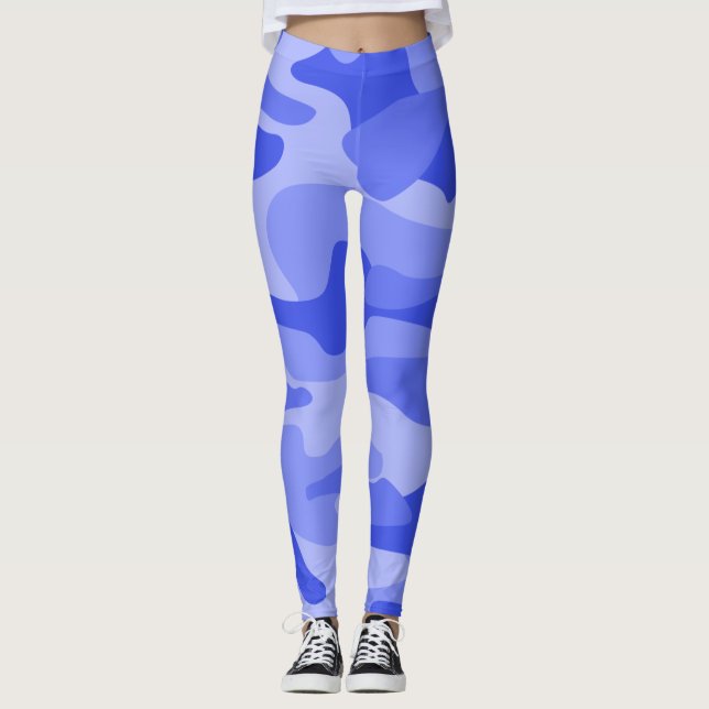 Cornflower Blue Monocolor Camo Leggings (Front)