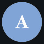 Cornflower Blue Monogram Initial White Custom Cute Classic Round Sticker<br><div class="desc">Designed with text template for monogrammed initial which you can customise! You may also change the background colour as you like.</div>
