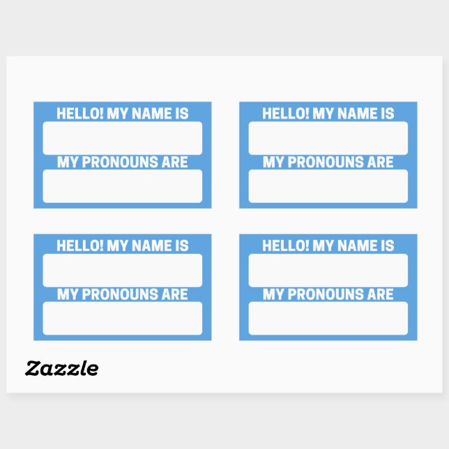 Cornflower Blue Name & Pronoun Labels (Sheet)
