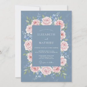 Cornflower Blue Refined Spring Wedding Invitation