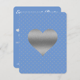 Cornflower Blue & Silver Polka Dot Shower Party Invitation