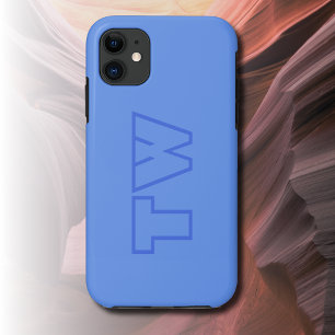 Cornflower Blue Solid Colour Minimalist Monogram iPhone 11 Case