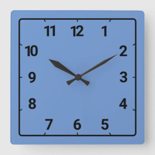 Cornflower blue square wall clock