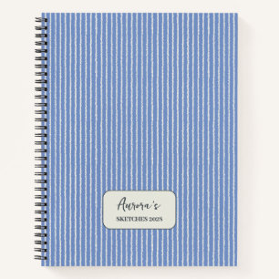 Cornflower Blue Stripes Pattern Personalised Notebook