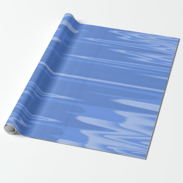 Cornflower Blue Wavy Design Wrapping Paper (Unrolled)