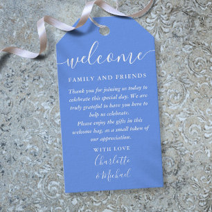 Cornflower Blue Wedding Favour Welcome Basket Bag Gift Tags