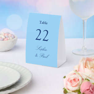Cornflower Blue Wedding Table Number
