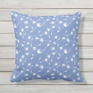 Cornflower Blue Whimsical Dandelion Seed Pattern Cushion