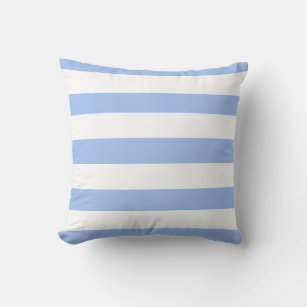 Cornflower Blue White Awning Stripes Outdoor Cushion
