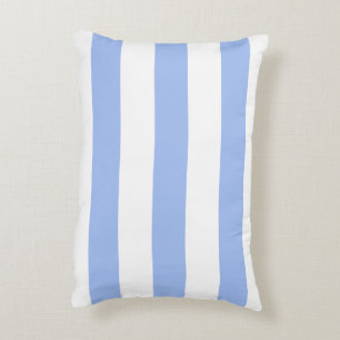 Cornflower Blue White Awning Stripes Outdoor Decorative Cushion