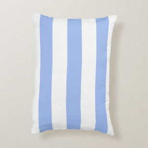 Cornflower Blue White Awning Stripes Outdoor Decorative Cushion