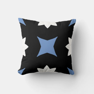 Cornflower Blue white Black Geometric Cushion