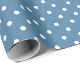 Cornflower Blue White Polka Dot Wrapping Paper