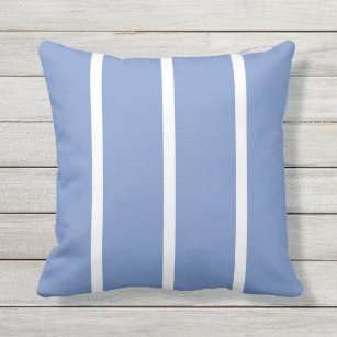 Cornflower Blue White Skinny Stripes Cushion