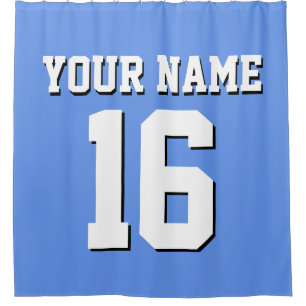 Cornflower Blue White Sports Jersey Team Jersey Shower Curtain