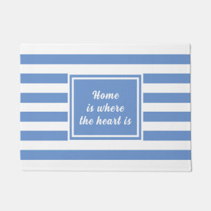 Cornflower Blue & White Stripe Personalised Doormat