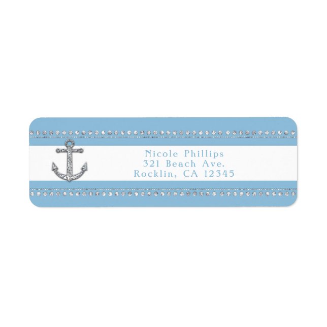 Cornflower Blue & White Stripes Diamond Anchor (Front)
