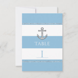 Cornflower Blue & White Stripes Diamond Anchor Invitation