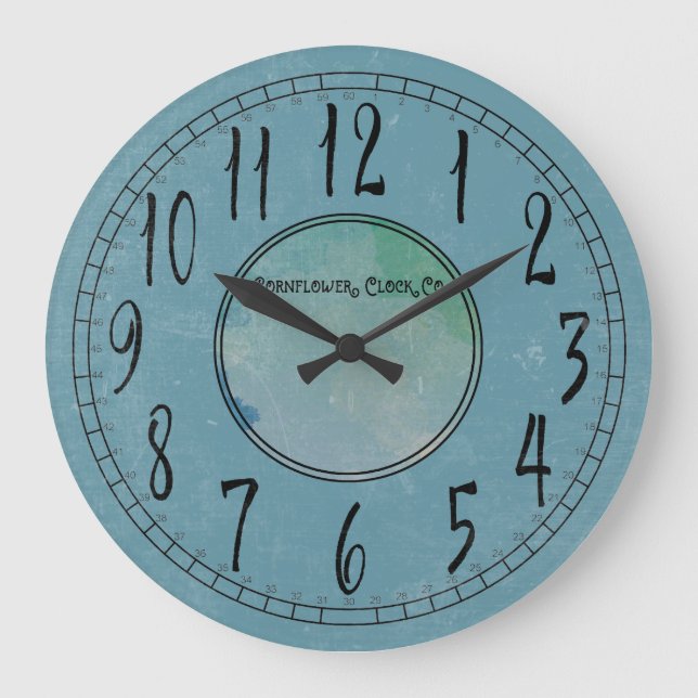 Cornflower Blue with Weathering Large Clock (Front)