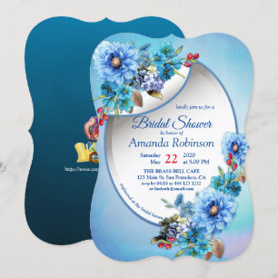 Cornflower Blues in Watercolor Bridal Shower Invitation