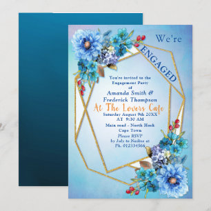 Cornflower Blues in Watercolor Engagement Invitation