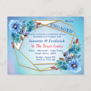 Cornflower Blues in Watercolor Engagement Invitation Postcard