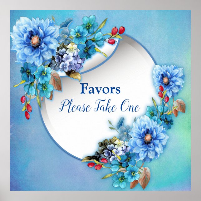 Cornflower Blues in Watercolor Favours Poster (Front)