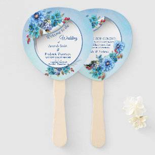 Cornflower Blues in Watercolor Hand Fan