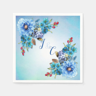 Cornflower Blues in Watercolor Napkin