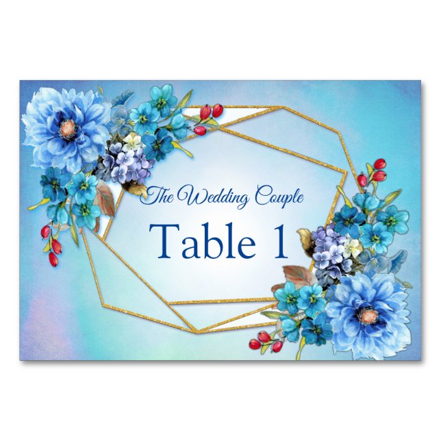 Cornflower Blues in Watercolor Table cards (Front)