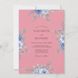 Cornflower Blush Bloom Wedding Invitation