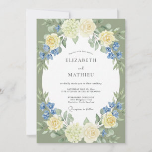 Cornflower Butter Leafy Wedding Invitation
