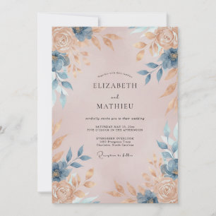 Cornflower Champagne Bloom Wedding Invitation
