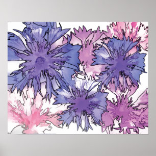 Cornflower Collage Poster