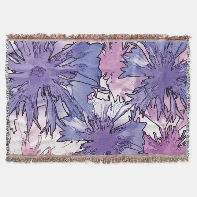 Cornflower Collage Throw Blanket (Front)