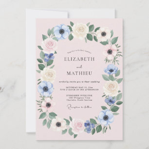 Cornflower Cream Anemone Wedding Invitation