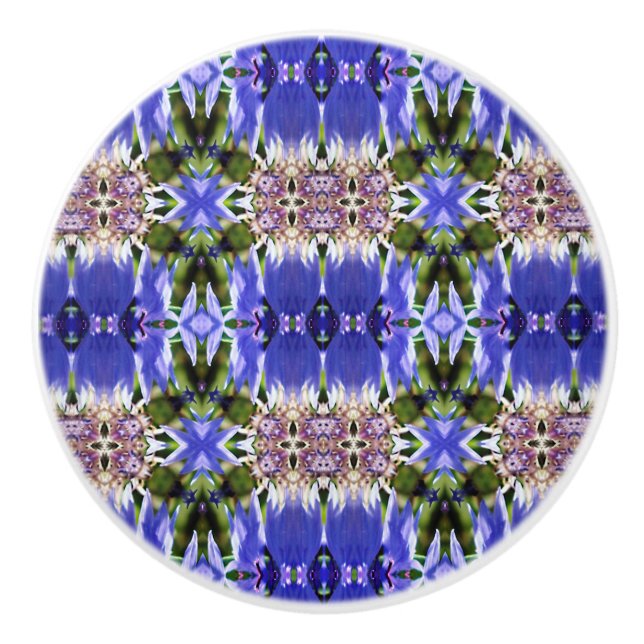 CORNFLOWER FLOWERS CERAMIC KNOB (Front)
