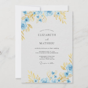 Cornflower Gold Wildflower Wedding Invitation