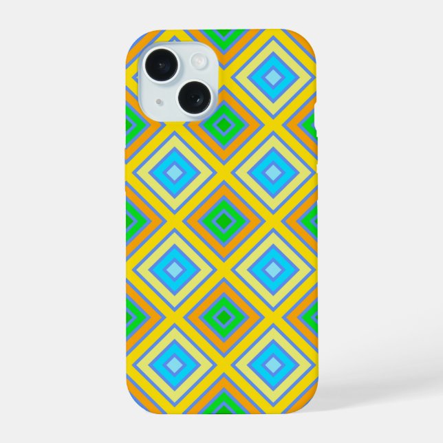 Cornflower Harmonious Colours Angled Line Art iPhone 15 Case (Back)