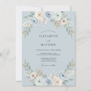 Cornflower Ivory Painted Wedding Invitation