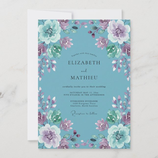 Cornflower Lavender Bloom Wedding Invitation (Front)
