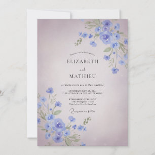 Cornflower Lavender Painted Wedding Invitation