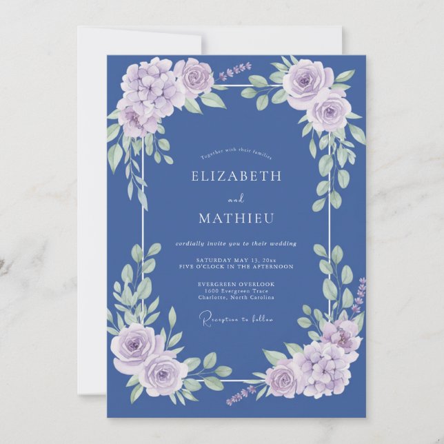 Cornflower Lavender Petal Wedding Invitation (Front)