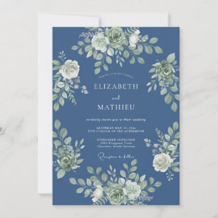 Cornflower Leafy Wedding Invitation