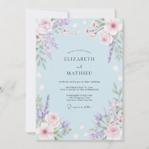 Cornflower Lilac Blossom Wedding Invitation