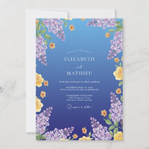 Cornflower Lilac Painted Wedding Invitation