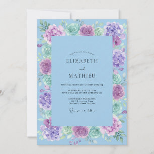 Cornflower Lilac Peony Wedding Invitation
