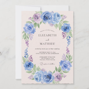 Cornflower Lilac Ranunculus Eucalyptus Wedding Invitation